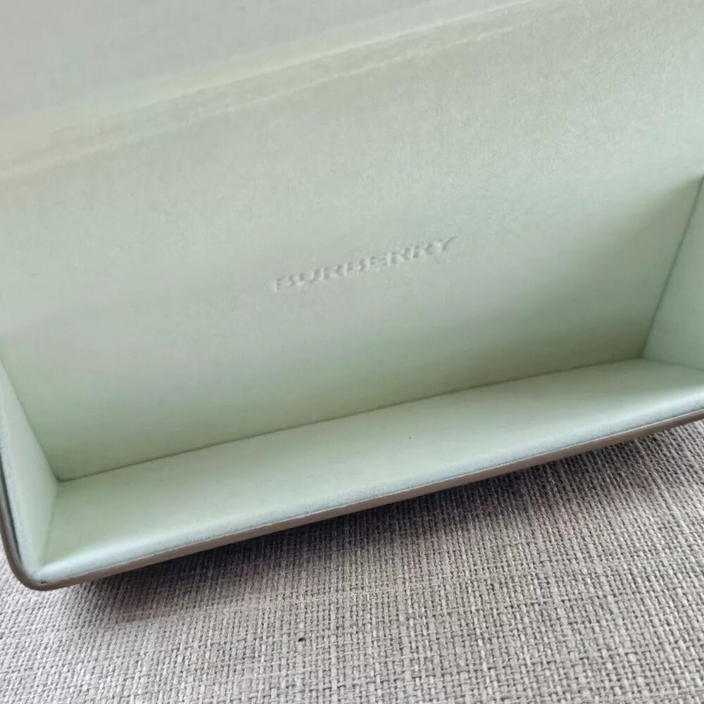 Burberry London England Glasses Case Semi Hard Case Brown Leather Triangle Case - Picture 12 of 13